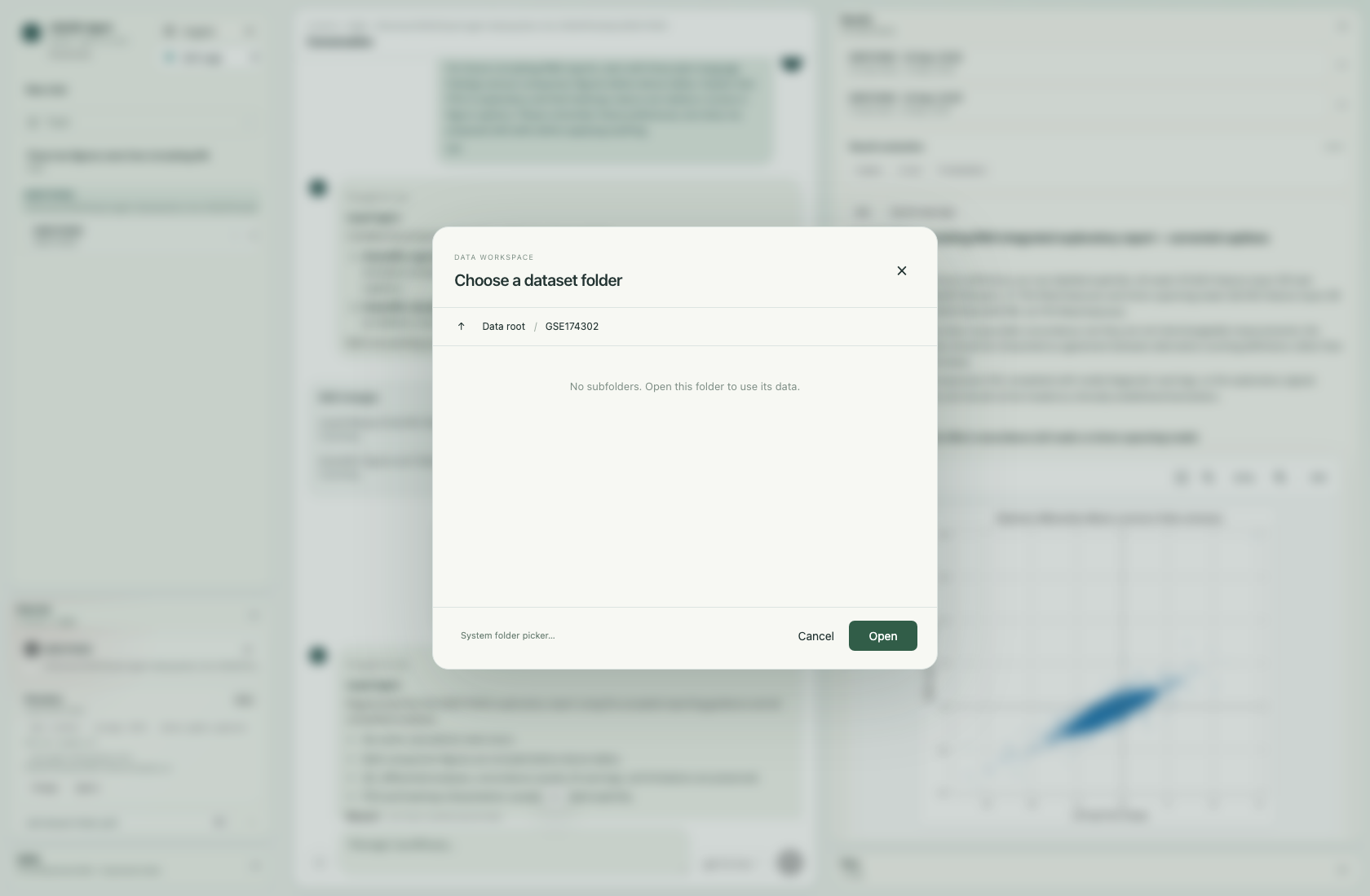 Choose the dataset directory with the folder picker, then Open.