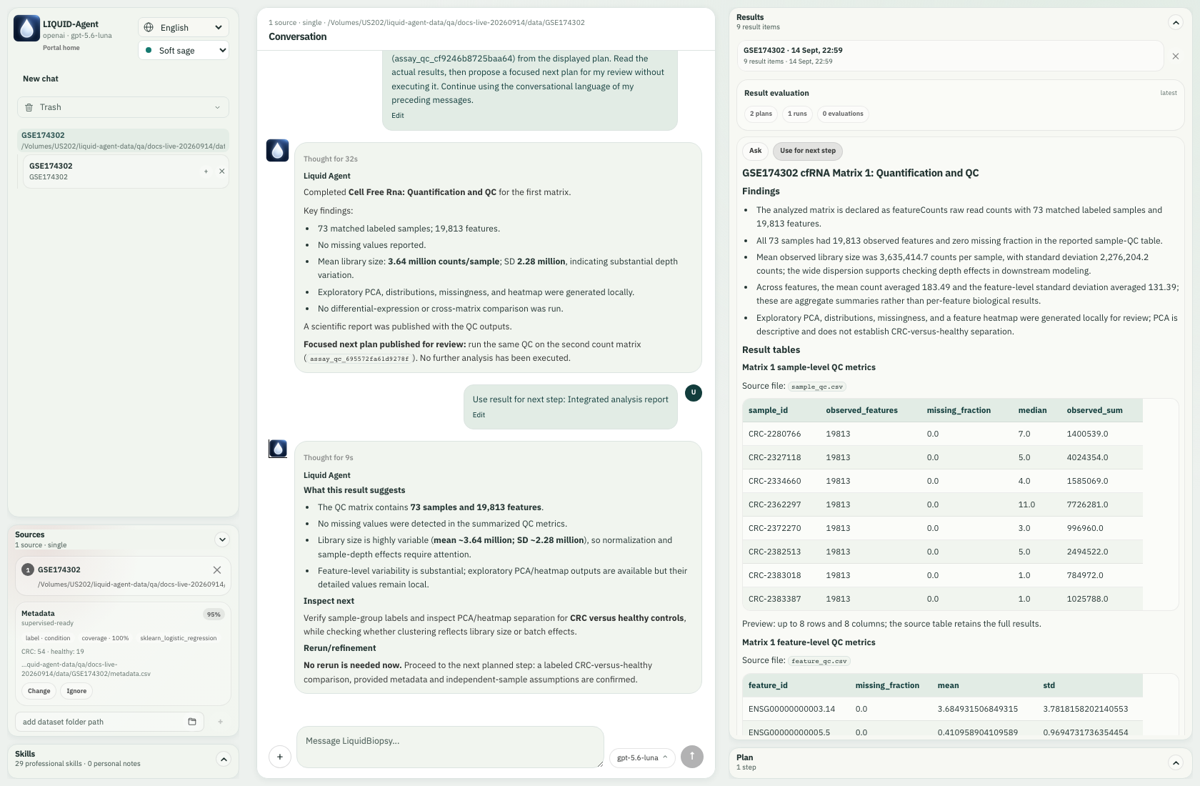 Use for next step discusses what to inspect or run next; this click added no scientific job.